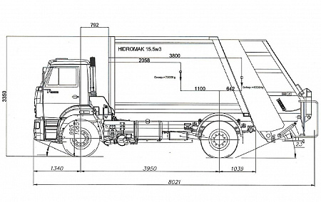 Мусоровоз с задней загрузкой МКЗ 7017 К2 (HIDROMAK SCK-16)